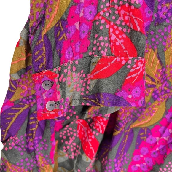 Caffe Marrakesh Peasant Tunic Top Smocked Boho Womens XL Floral Colorful Vibrant - Picture 4 of 10